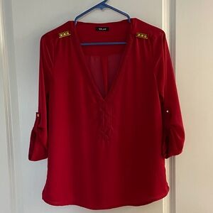 Olive Red Blouse with Gold Details